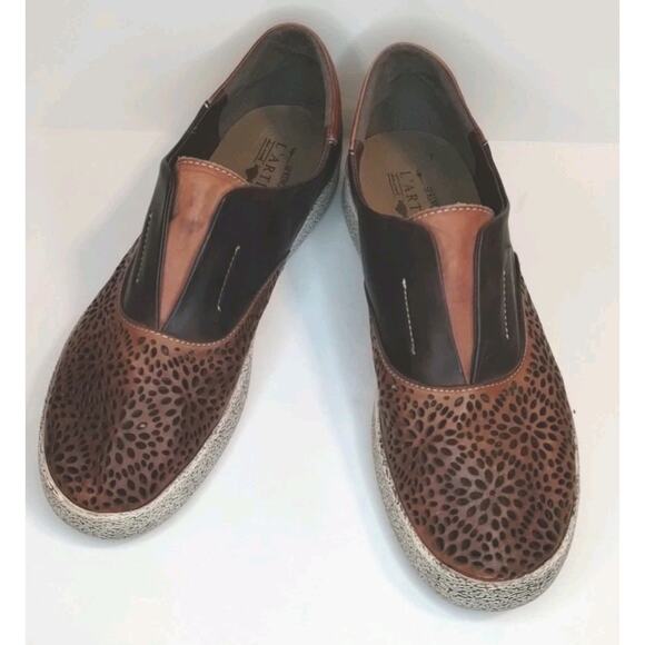 Lartiste Spring Step Belia NEW Brown Floral Laser Cut Leather Slip On Sneaker 41 - Picture 1 of 15